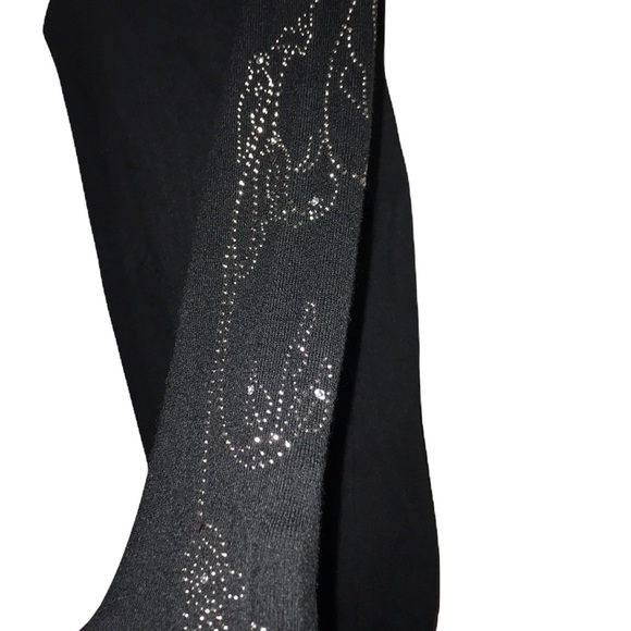 LIQUID by SIONI Wool Blend Black Sweater w/Rhinetones~Sz M - Picture 4 of 8